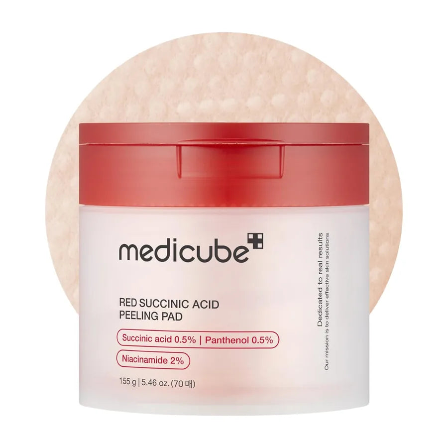Medicube Succínico Pads Esfoliantes e Tonificantes para Pele com Tendência a Acne com Niacinamida, AHA, BHA