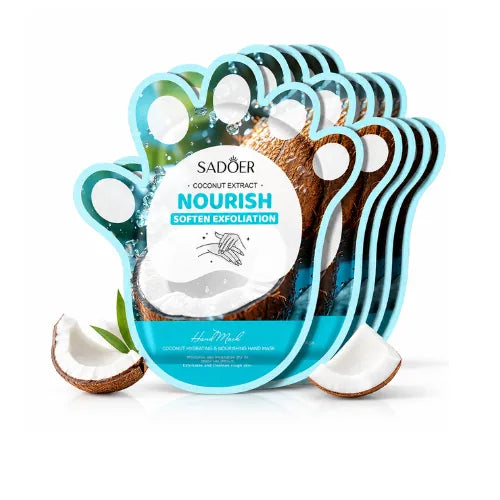 Luvas Hidratantes para Mãos com Extrato de Coco - Máscara Nutritiva, Esfoliante e Antissinais
