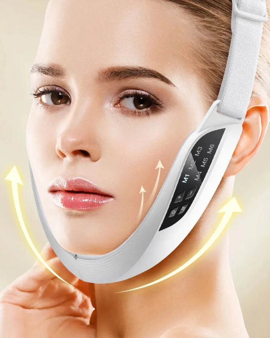 Massageador Facial V-Face com microcorrente EMS, LED e Vibração Lifting e Contorno Face