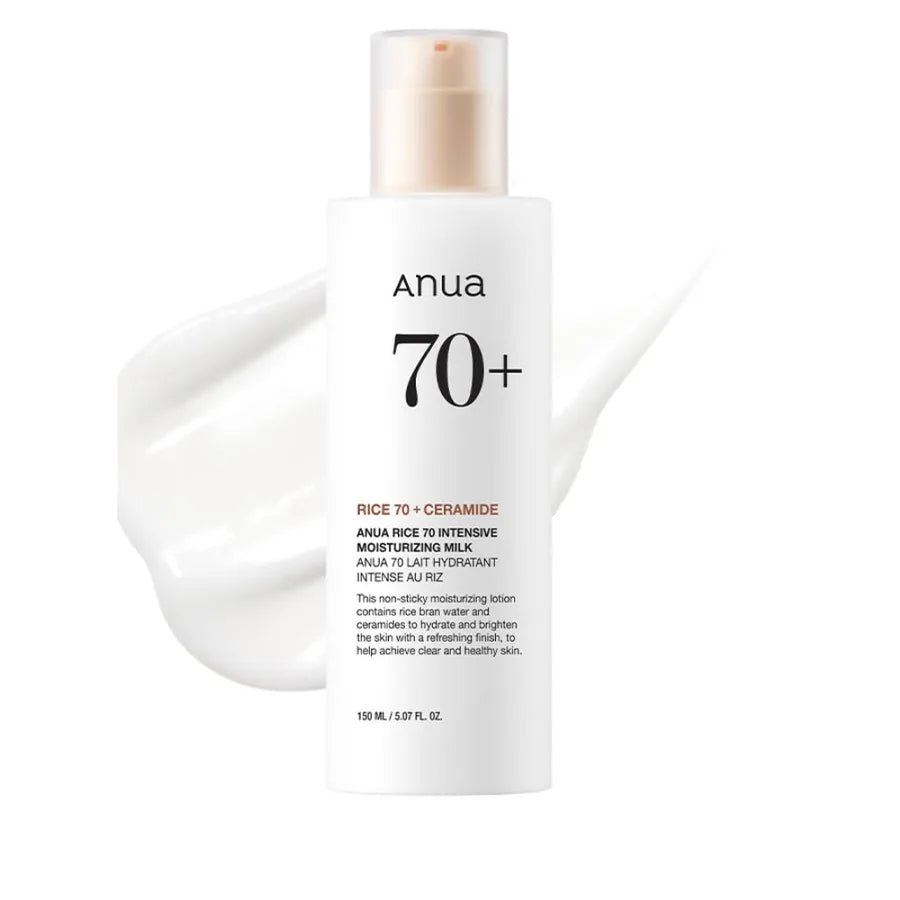 Loção Hidratante ANUA 70 com Água de Arroz e Niacinamida - Hidratação Diária, Brilho Natural e Efeito Glass Skin