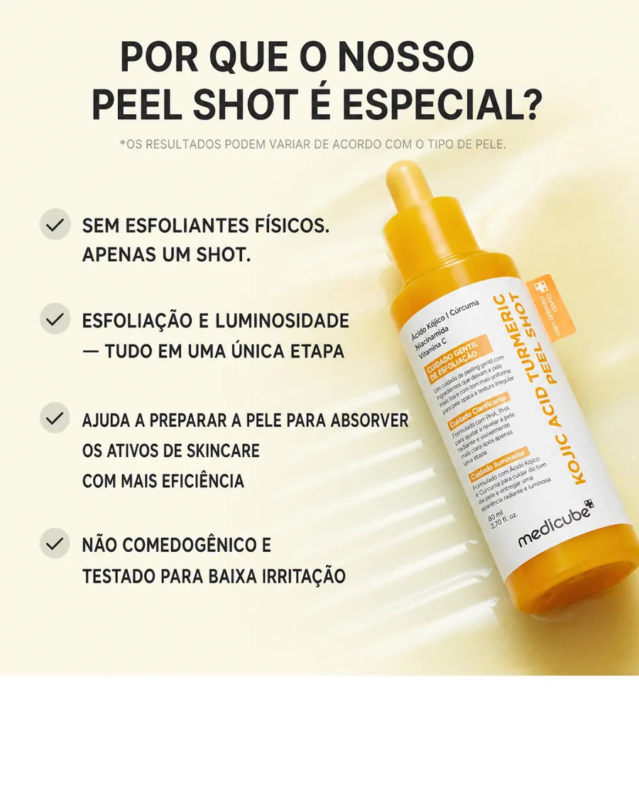 Medicube Peel Shot com Ácido Kójico, Cúrcuma, BHA, LHA e PHA - Sérum Esfoliante para Cravos, Oleosidade e Poros - foto 2