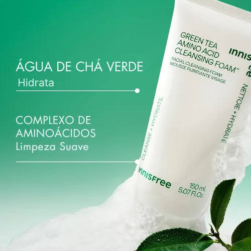 Innisfree Green Tea Amino Acid Cleansing Foam - Espuma de Limpeza Facial com Chá Verde e Aminoácidos - foto 2