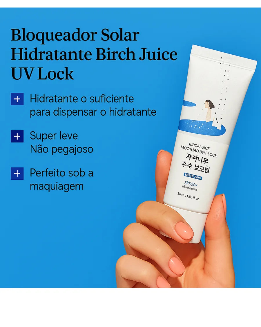 ROUND LAB Birch Juice UV LOCK SPF45 50ml - Protetor Solar Hidratante Coreano, Textura Leve e Glow,  Pele Sensível - foto 2