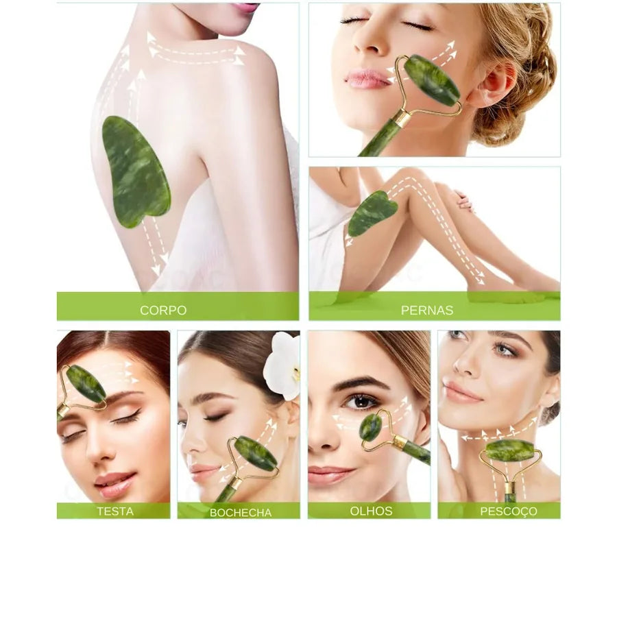 Rolo Massageador de Jade Rosto e Corpo - Gua sha - foto 3