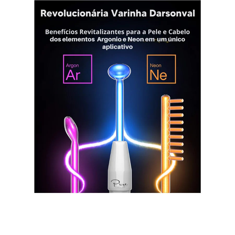 Aparelho de Alta Frequência DARSONVAL- 6 em 1, Terapia Facial Anti Sinais, Acne e Cabelo - foto 3