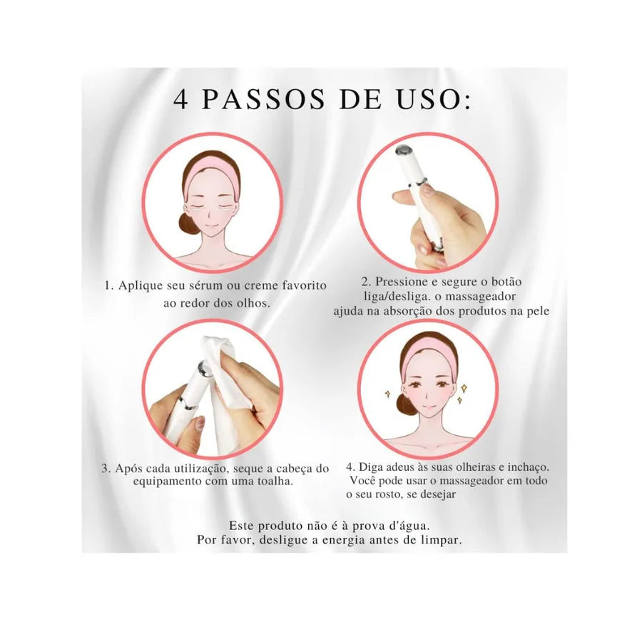Tera Massageador Elétrico para Área dos Olhos - Aquecimento, Modo Frio, Vibração e Luz LED - foto 3