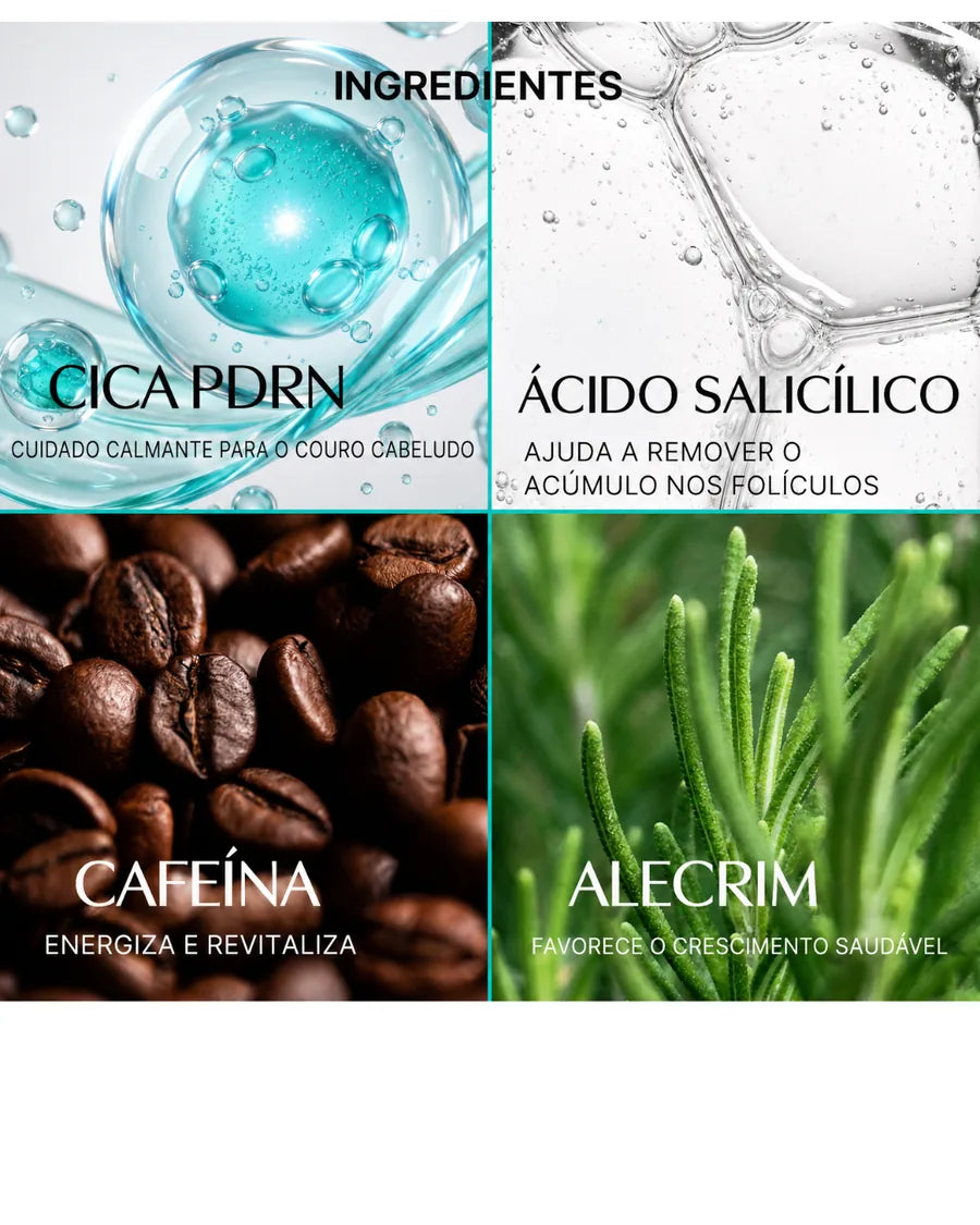 Sérum Capilar lilyeve SCALPTURN Cica PDRN com Cafeína e Escova Integrada 100ml - foto 4