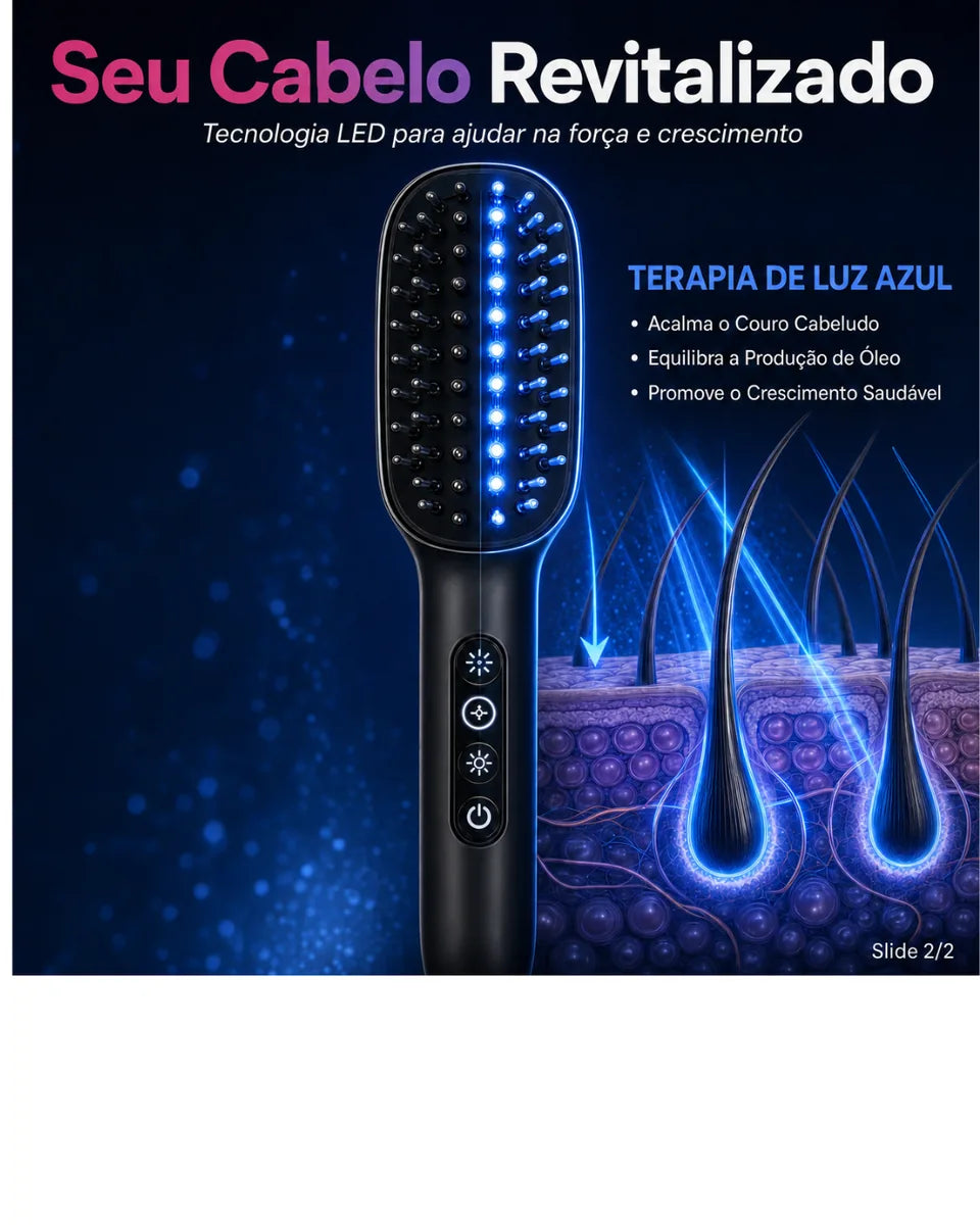Escova Massageadora Capilar com LED 4 em 1 e Carga Para Serum para Crescimento e Fortalecimento dos Cabelos - foto 5