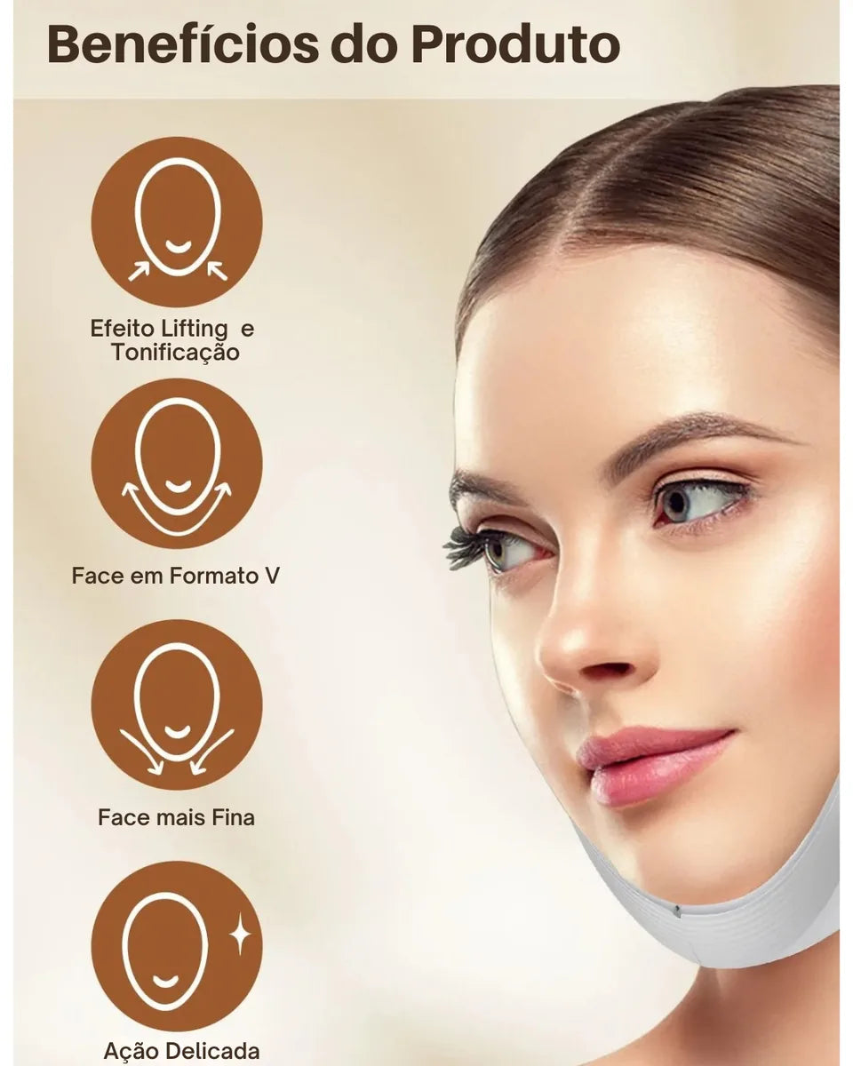 Massageador Facial V-Face com microcorrente EMS, LED e Vibração Lifting e Contorno Face - foto 6