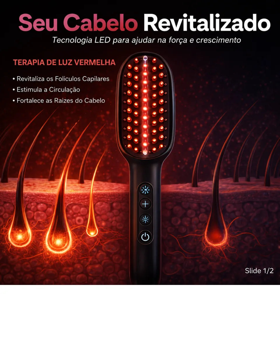 Escova Massageadora Capilar com LED 4 em 1 e Serum Principia para Estimulo de Crescimento e Fortalecimento dos Cabelos - foto 8